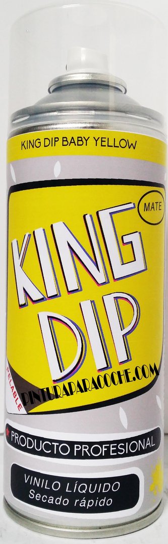 Spray Pintura King Dip Vinilo Amarillo Mate 400ml.