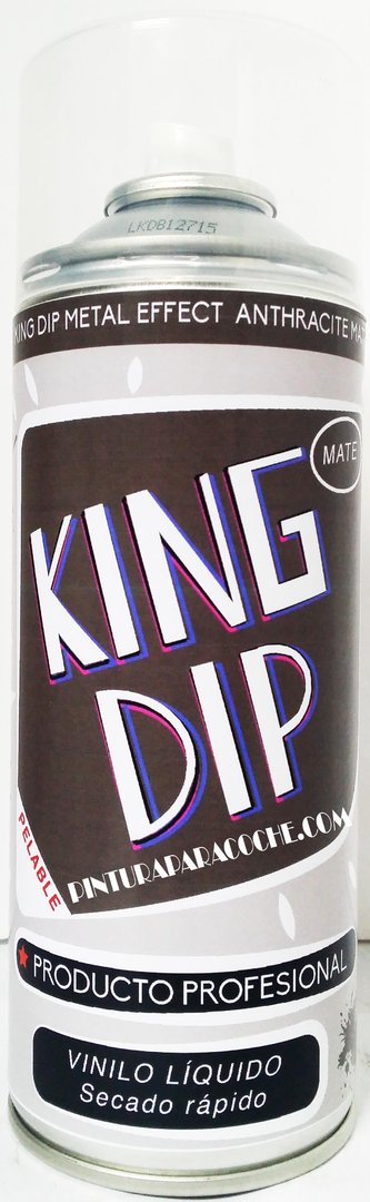 Spray Pintura King Dip Vinilo Metalizado Antracita Mate 400ml.