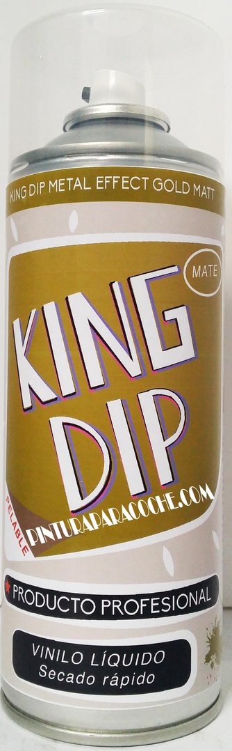 Spray Pintura King Dip Vinilo Metalizado Oro Mate 400ml.
